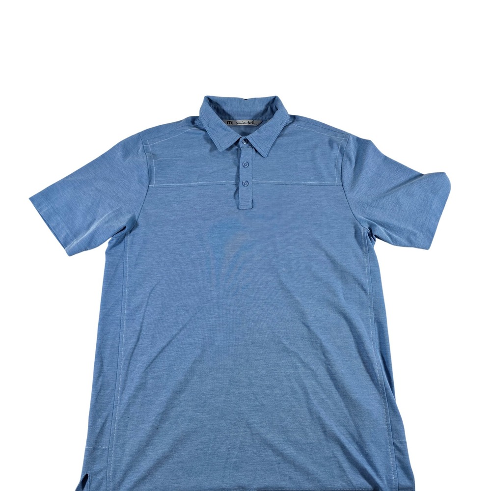 TravisMathew Mens Blue Heather Pima Cotton Blend Polo Shirt Medium RN 123280